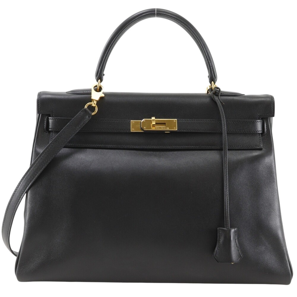 Hermes Kelly Black Box Calf with Gold Hardware 35